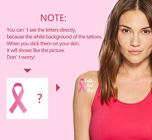 192 Pink Ribbon Breast Cancer Awareness Temporary Tattoos