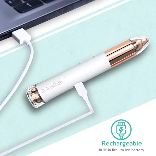 2 in 1 Eyebrow and Facial Hair Remover for Women Painless Flawless Electric Razor Epilator Trimmer Shaver with 18K Gold-Plated, USB Rechargeable, 360¡Æ LED for Eyebrow and Face Hair Removal
