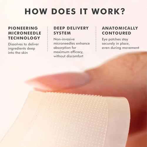 skyn ICELAND Dissolving Microneedle Under Eye Patches with 39% Hyaluronic Acid and Peptides, No Slip Overnight Eye Mask for Fine Lines, Wrinkles and Firming, Vegan, All Skin Types, 5 Pairs