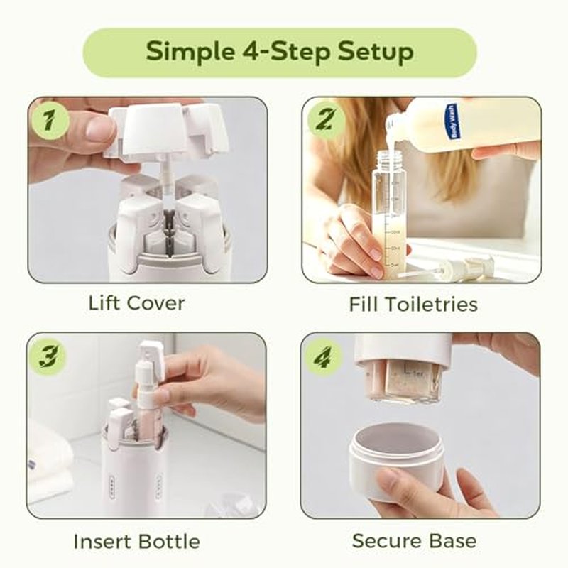 4-in-1 Travel Dispenser Bottle - Leakproof Portable Containers (2 Pack)