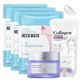 2PCS Neck Firming Cream and Neck Mask Set,Non-greasy Tighten Lift Firming Face Cream Skincare Moisturizer, 3 Pieces Deep Moisturizing Masks for Tightening, All Skin Type, 5 Pack