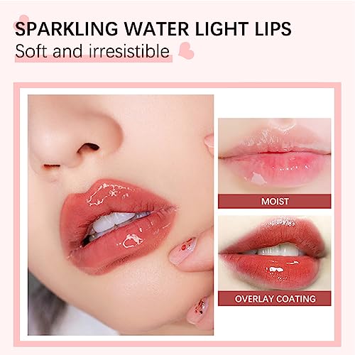 Fovcos Hydrating Lip Glow Oil with Cherry Seed Oil, Clear Moisturizing Lip Plumper