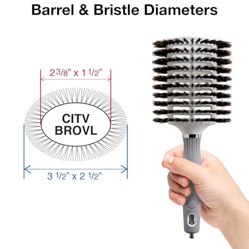 Olivia Garden Ceramic and Ion Turbo Vent 100% Boar Bristle Hair Brush with Sectioning Pick