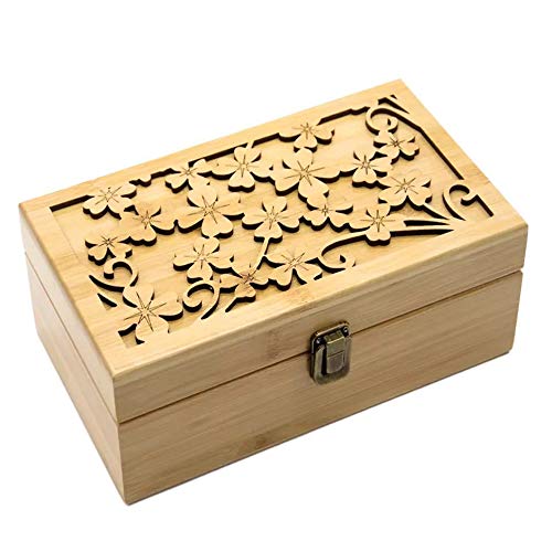 Pure Vie Bamboo Essential Oil Storage Box Travel Organizer Case with Bottle Cap Label - Aromatherapy Nail Polish Fragrance Container, Holds 24 Bottle for 5-30ml - Keep Scented Oil Safe & Space Saver