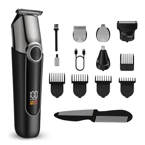 Mens Hair Clippers, Cordless Beard Trimmer Set Waterproof Versatile Nose Hair Trimmer for Men Temple, Groin, Nose, Ear Hairs, Hair, Beard, Body Professional Manscaper Rechargeable Shaver Man Gift