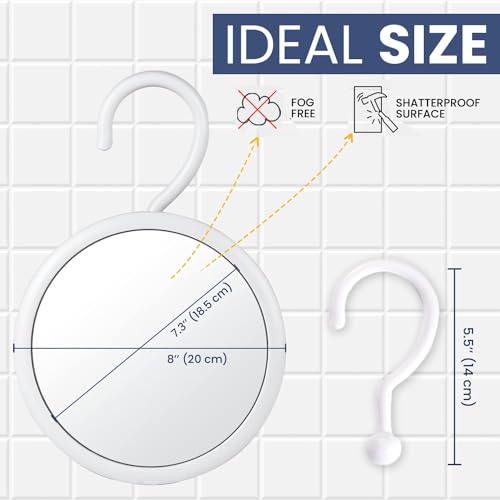 MIRRORVANA Fogless Shower Mirror with 360° Swivel Hook
