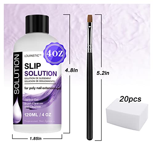 LOUINSTIC Polygel Slip Solution 4oz - 3-in-1 Anti-Stick Nail Gel Liquid