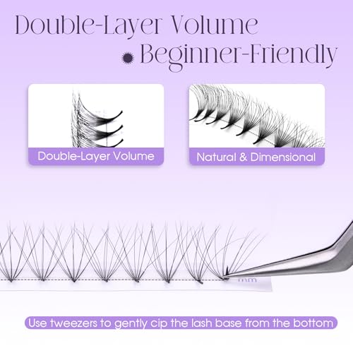 Premade Lash Fans Double Layers 0.07 D Curl Volume Pre Made Fans Eyelash Extensions 10D Thickness Fluffy Premade Easy Fan Lashes (10D-0.07D-9mm)