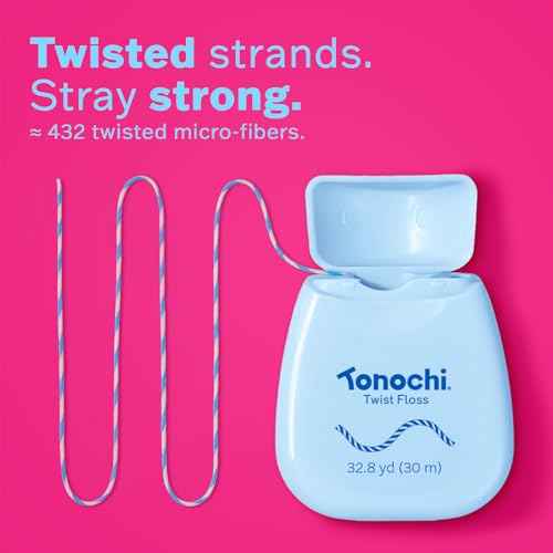 Twist Woven Dental Floss, Two-Tone Color-Tint Fibers for Visible Plaque Tracking, Braided & Shred-Resistant, Smooth Glide, Gentle on Gums, Mint + Xylitol Freshness, 3-Pack (33 yd Each)