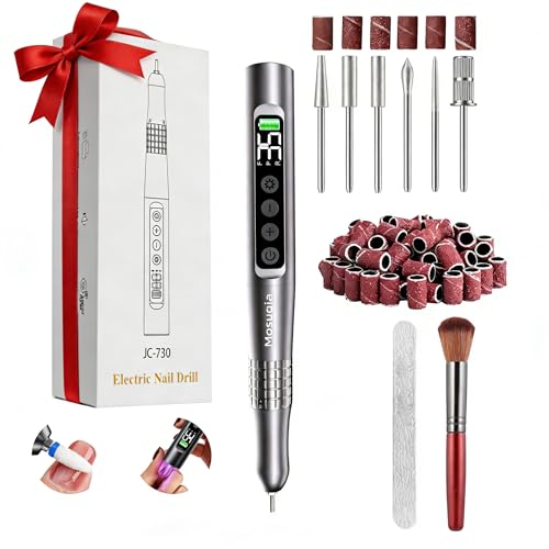 Professional Cordless Nail Drill and UV Light, 35000 RPM Electric Nail File Acrylic Gel Dip Powder Nail Tools, Portable Rechargeable brushless Nail Drill for Home & Travel, Gray(KY-9GJ)