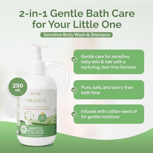 Organyc Baby Shampoo & Body Wash - 2-in-1 with Cottonseed Oil