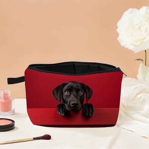 Black Labrador Makeup Bag for Women Travel Cosmetic Organizer Bag Teacher Appreciation Gifts Small Zipper Toiletry Bag Dog Gifts for Dog Lovers