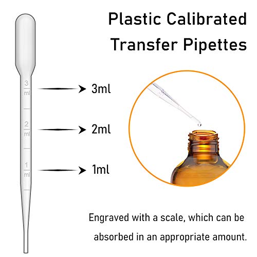 Amber Glass Dropper Bottles 4oz - 6 Pack with Pipettes & Labels