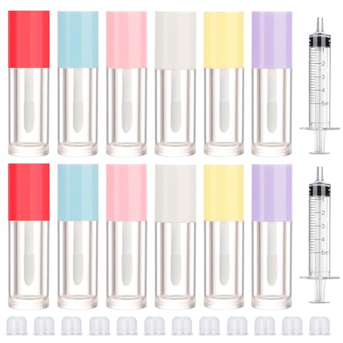 12pcs 2.5ml Clear Lip Gloss Tubes with Wand & Syringes