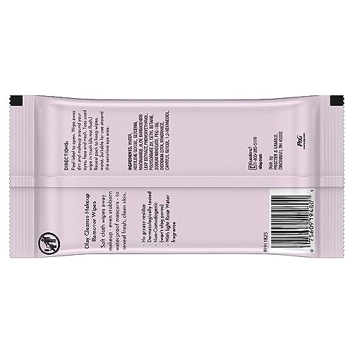 Olay Cleanse Rose Water Makeup Remover Wipes, 25 Count