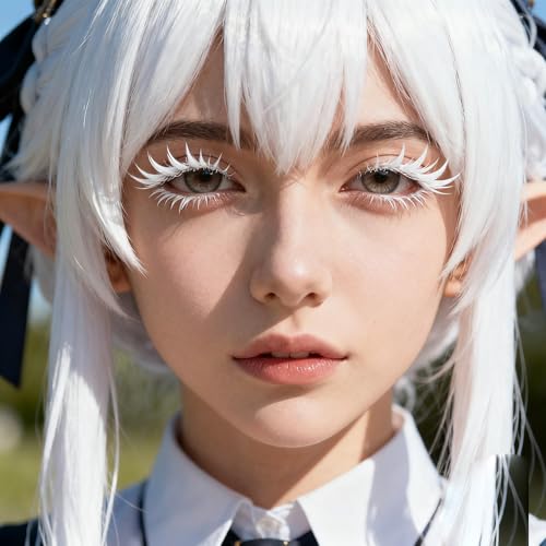 White Halloween Cosplay Eyelashes Upper Lower Lash Set