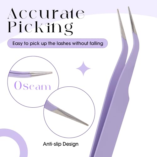 Eyelash Extension Tweezers - Purple Hand-Calibrated Lash Applicator Tool