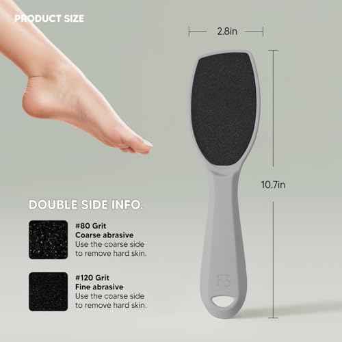 Wide Emery, Double-Sided Pedicure Tool, Colossal Foot File for Men & Women, Effective for Cracked Heel, Callus Remover, Foot Scrubber, Professional, (Gray)