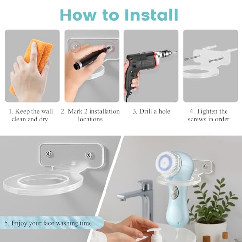 Acrylic Holder for Electric Face Scrubbers - Compatible with COSLUSCLSEVXY, TOUCHBeauty, WOVAZUS,Mia 2 Face Scrubber Stand, Waterproof & Durable Wall-Mounted Organizer