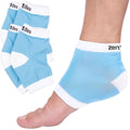 ZenToes Moisturizing Heel Socks Blue 2 Pairs - Cotton Gel-Lined Toeless Night Socks for Dry Cracked Heels
