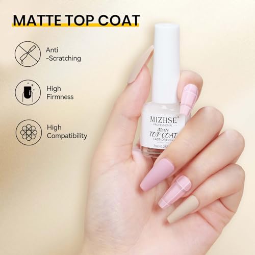 MIZHSE Quick Dry Base & Top Coat Set – Clear Nail Polish for Fast Air-Dry