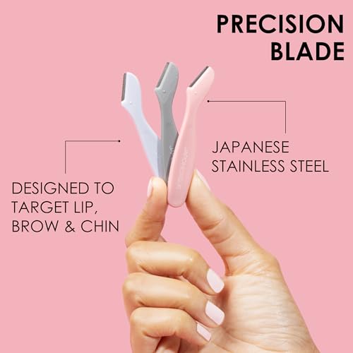 JAPONESQUE Mini Touch Up Razors - Travel Facial Hair Remover Kit for Women, 3 Pieces