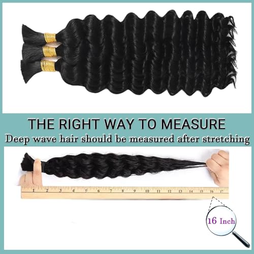 26 Inch Virgin Human Braiding Hair for Boho Braids - 120g Deep Wave Bulk