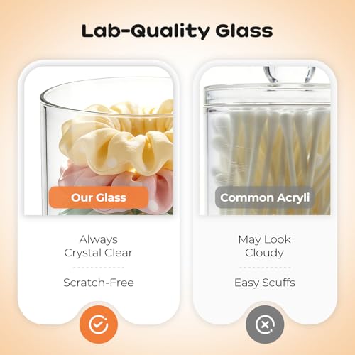 Glass Q-Tip Holder with Bamboo Lid, 10 oz - 2 Pack