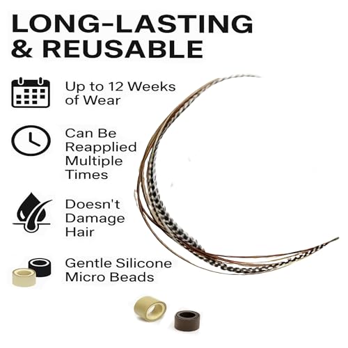 Feather Hair Extensions 6-Pack 4"-7" Ginger Beads