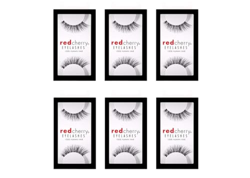 Red Cherry Nude Onyx False Eyelashes 100% Human Hair (Pack of 6)
