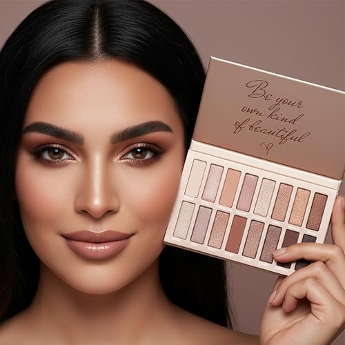 Lamora Eyeshadow Palette Makeup - Eye Makeup Palette with 16 Highly Pigmented Matte & Shimmer Shades - Vegan & Blendable