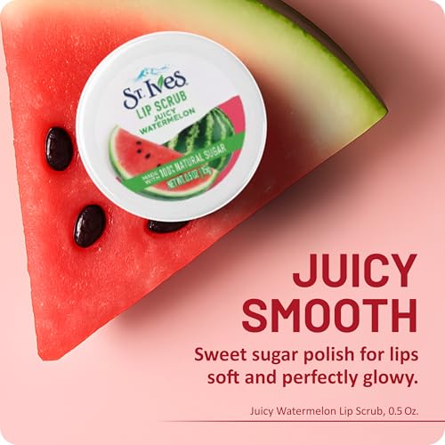 St. Ives Watermelon Lip Scrub – Natural Sugar Exfoliator, 0.5oz