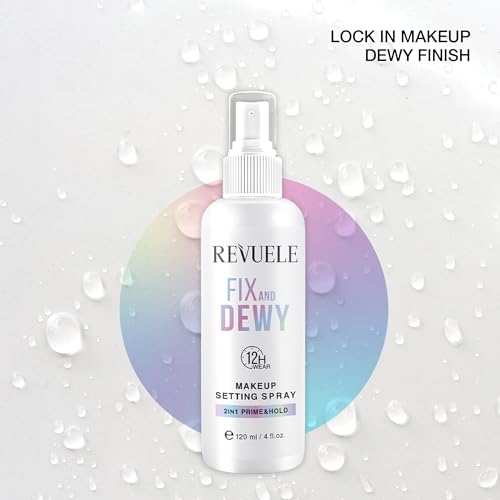 Revuele Fix & Dewy Makeup Setting Spray 4oz – 2-in-1 Primer & Hold