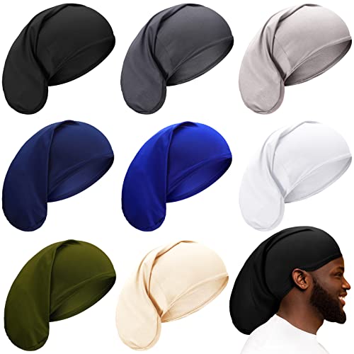 8-Pack Dreadlock Caps for Men, Spandex Loc Wraps