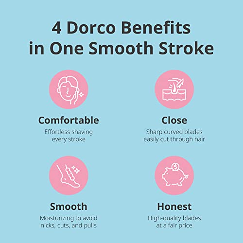 Dorco EVE3 Razor Smooth Touch¢â for Women, Includes 1 Razor Handle and 6 Long-Lasting Razor Blade Refills (Handle + 6 Refills)