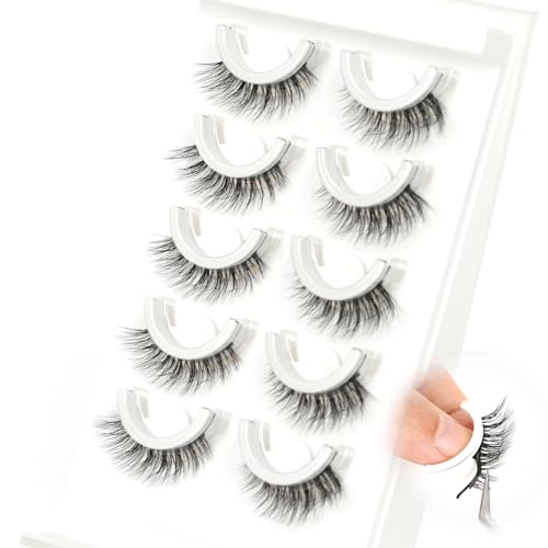 Self Adhesive Lashes False Eyelashes Natural Pre-glued Easy Lashes for Beginners No Glue Needed Press on Eyelashes Waterproof Wispy Strip Lashes by MERETON(6D28 12mm £©