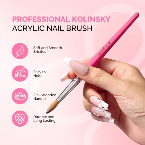 MelodySusie Pink Kolinsky Acrylic Nail Brush | Salon-Quality Nail Art Tool