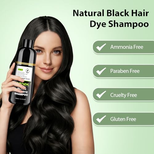 Dark Black Hair Dye Shampoo 3-in-1 for Gray Coverage, Argan Oil