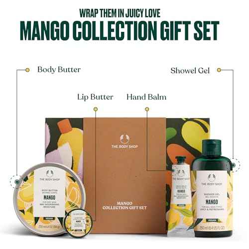 The Body Shop Mango Collection Gift Set - 4 Piece Set, Shower Gel, Body Butter, Lip Butter, Hand Balm, Vegan