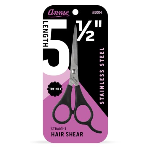 Professional 5.5 Inch Stainless Steel Hair Cutting Shears - Ergonomic Barber Scissors with Finger Rest - Silver (Pack of 1)