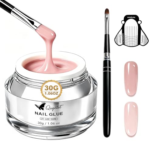 Nude Pink Hard Builder Gel Kit for Nail Extensions with Brush & Forms