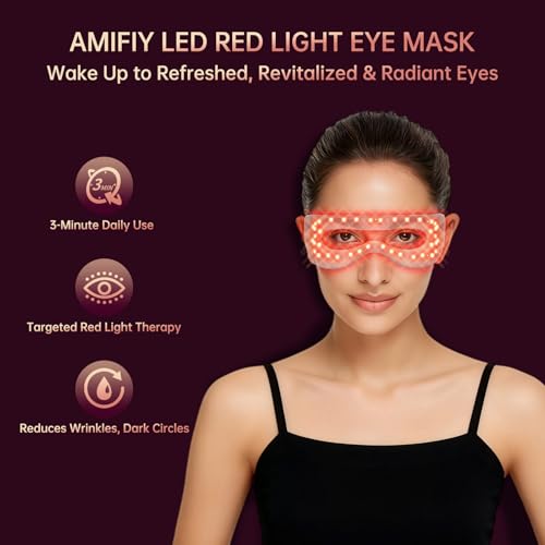 Red Light Therapy for Eyes, 4-in-1 3 Minutes Treatment Under Eye Red Light Mask, Targets Fine Lines, Eye Bags, Wrinkles & Dark Circles, Rejuvenating Eye Massager for Men Women (Pink)
