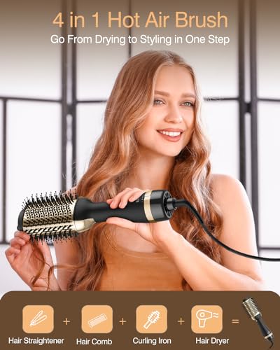 Nurifi Hair Dryer Brush Blow Dryer Brush in One, Professional One Step Hair Dryer and Styler Volumizer with Negative Ion, Hot Air Brush for Drying, Straightening, Curling, Salon All Hair Types