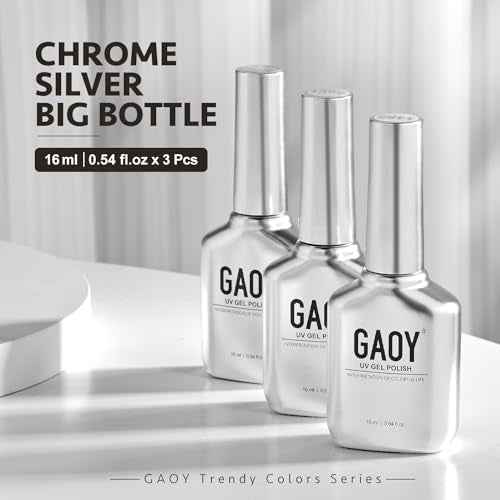 GAOY Gel Nail Polish Kit, 3 Colors 16ml Blue White Silver, Sheer Soak Off UV Gel Polish Set - Frozen Glitter