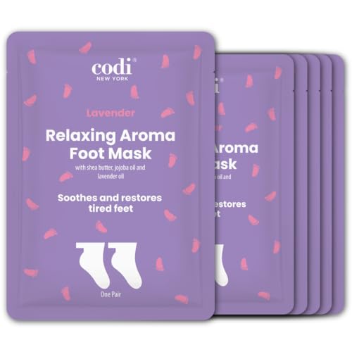 Codi New York Lavender Moisturizing Foot Mask Socks for Dry Feet - 6 Pairs