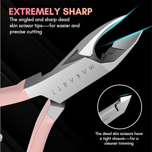 Makartt Precision Cuticle Nipper - Pink Stainless Steel Full-Jaw Trimmer