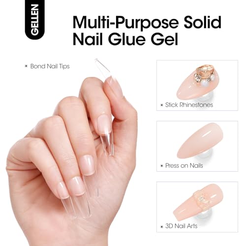 Gellen Solid Nail Glue & Remover Set - 60ml for False Nails & Tips - B Variant