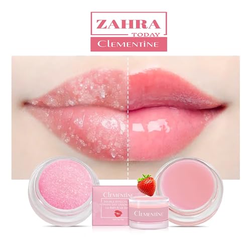 Clementine ZAHRA Today Lip Care Set - Gentle yet Effective Moisturizing Repairing Balm & Exfoliating Peeling Primer Scrub, Nourishing and Softening Lips