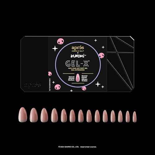 APR?S x Kuromi¢â Gel-X Neutral French Natural Almond Medium Box of Nail Tips (280pcs, 14 Sizes)