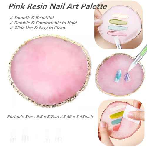Resin Nail Art Palette with 5Pcs Nail Art Sculpture Pen Dual Tipped Silicone Nail Tools, Nail Art Acrylic Pen Silicone Brushes for Resin, Nail Art Tools for Design Nail Foil Carving Drawing